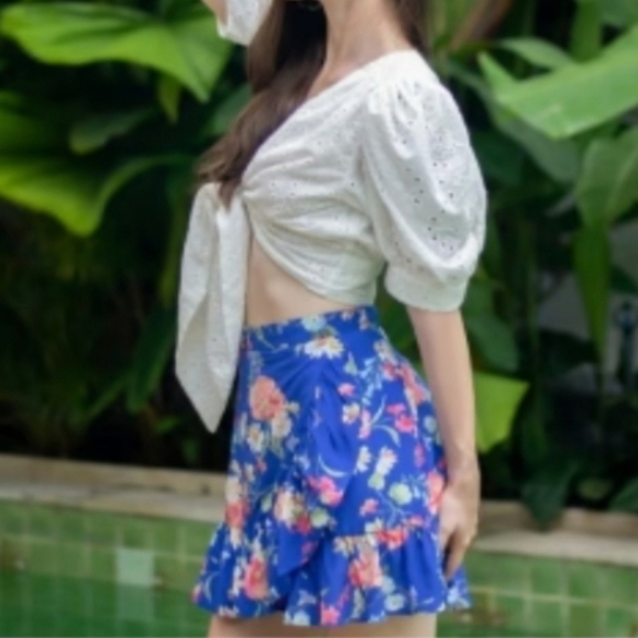 Yumi Kim Gigi Ruffled Skirt Skort in Bliss Wood Royal Blue 💙🌸Size M•NWT - Picture 5 of 10